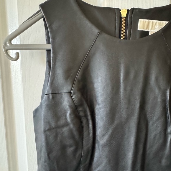 NWOT Michael Kors Faux leather Dress, 0, Black, Sleeveless, Back Zip, Pockets… - Picture 5 of 10